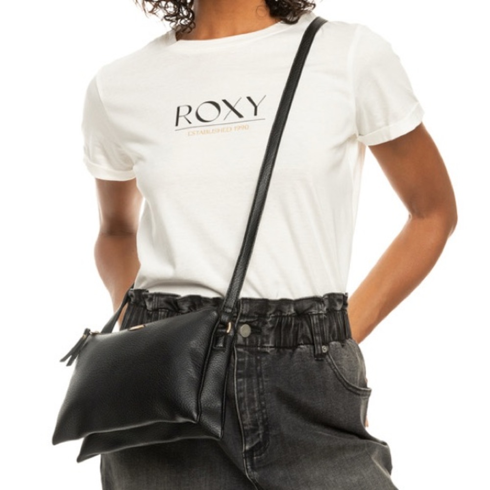 ROXY 'Part of You' VEGAN Faux Leather Small Crossbody Bag - Anthracite (KVJ0)